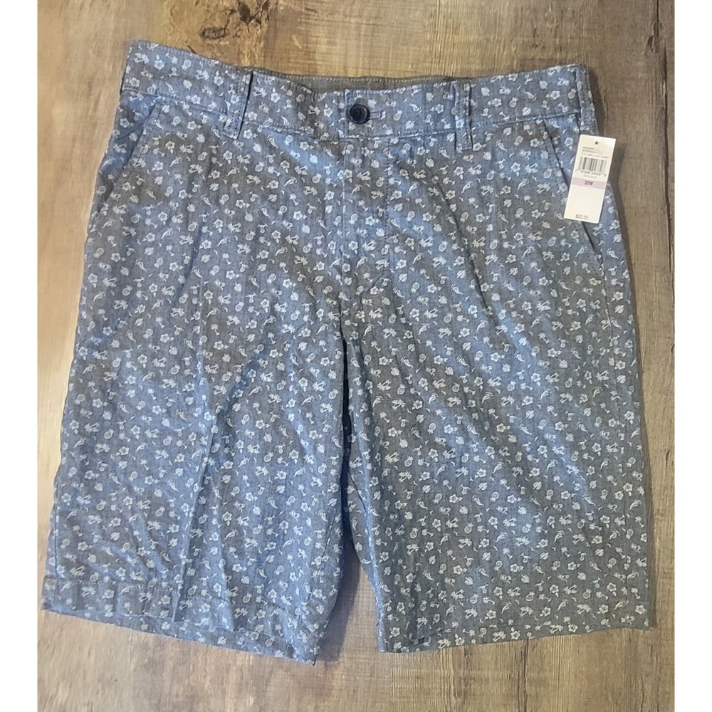 IZOD Saltwater Dockside Men's 32 Blue Chino Shorts Tropical Casual Outdoor Beach